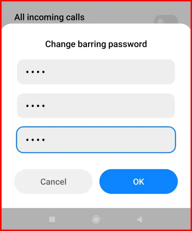 Call Barring Password